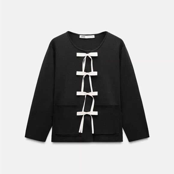 ZARA BOWS KNIT CARDIGAN - Picture 10 of 10